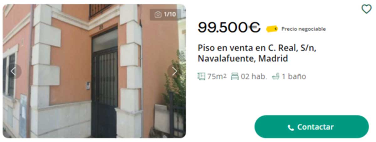 Vivienda a la venta por menos de 100.000 euros en Madrid