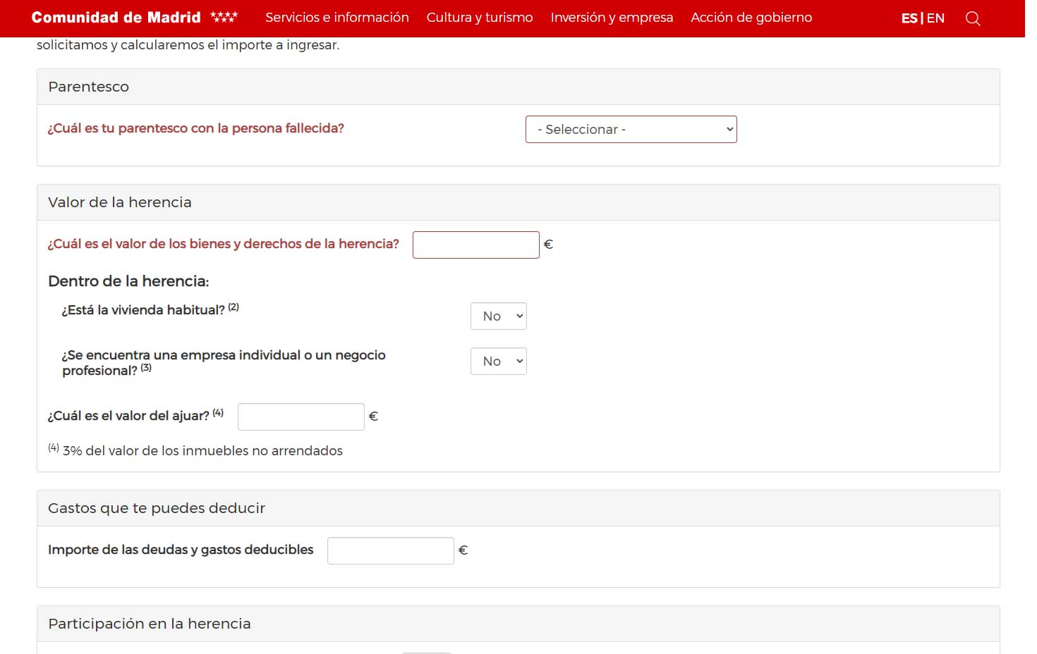 Valor de la herencia