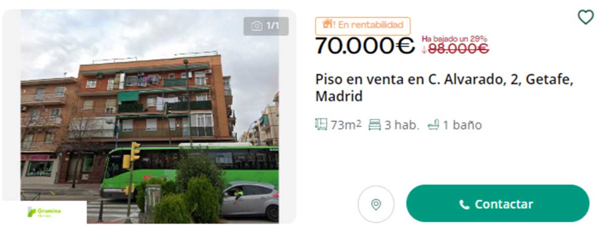 Pisos en venta en Madrid por 70.000 euros