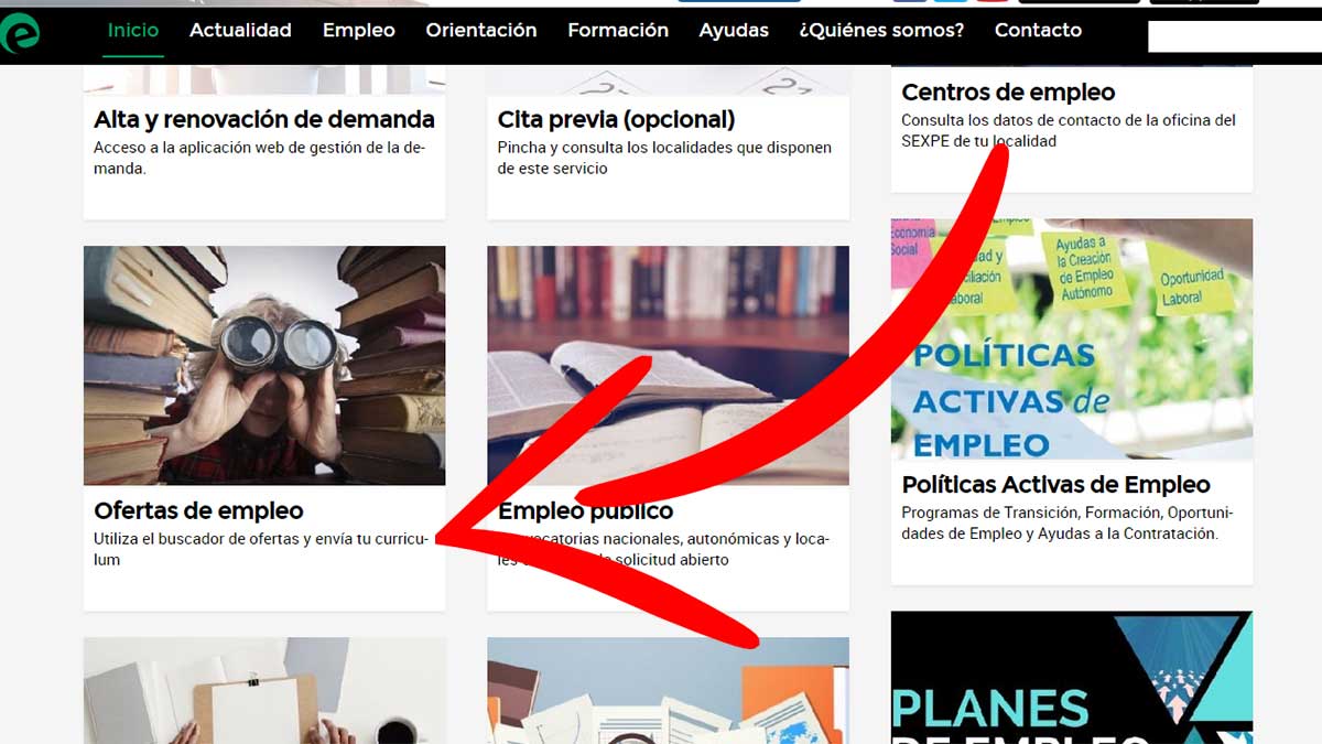 Sección ofertas de empleo