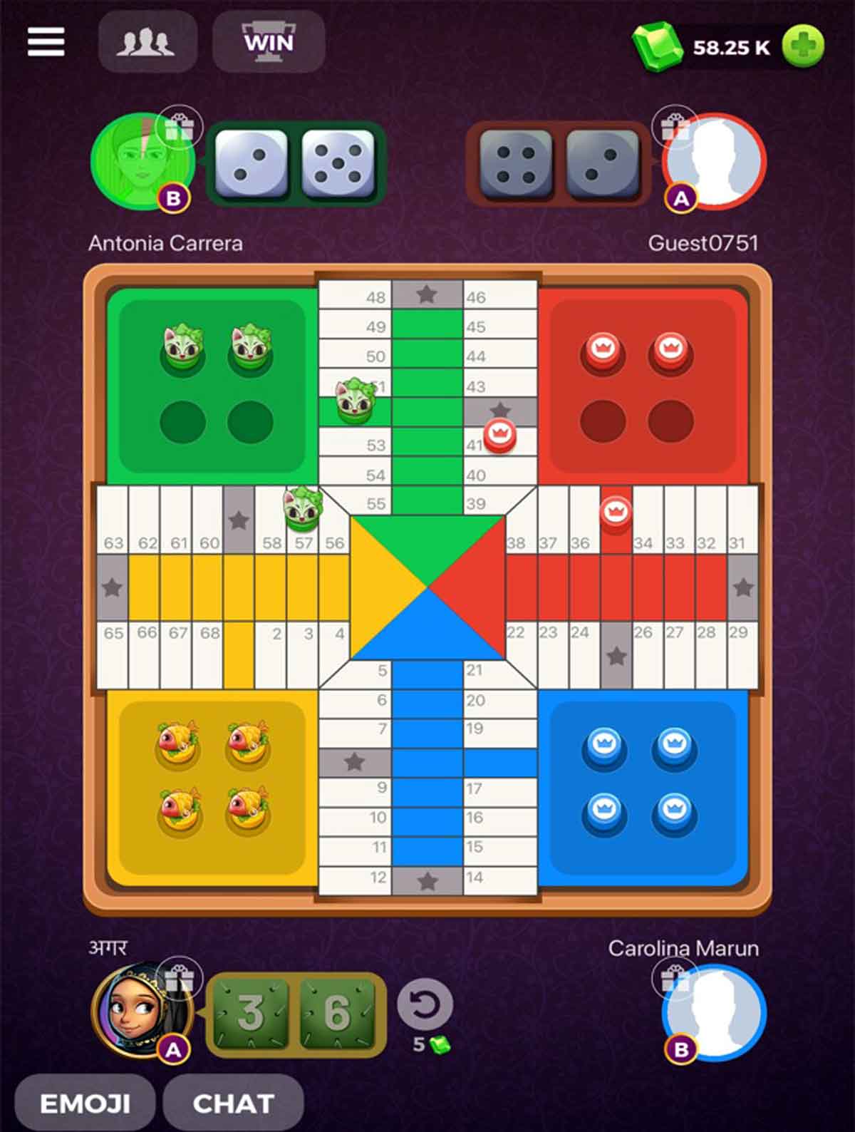 Juego del parchís para móvil.