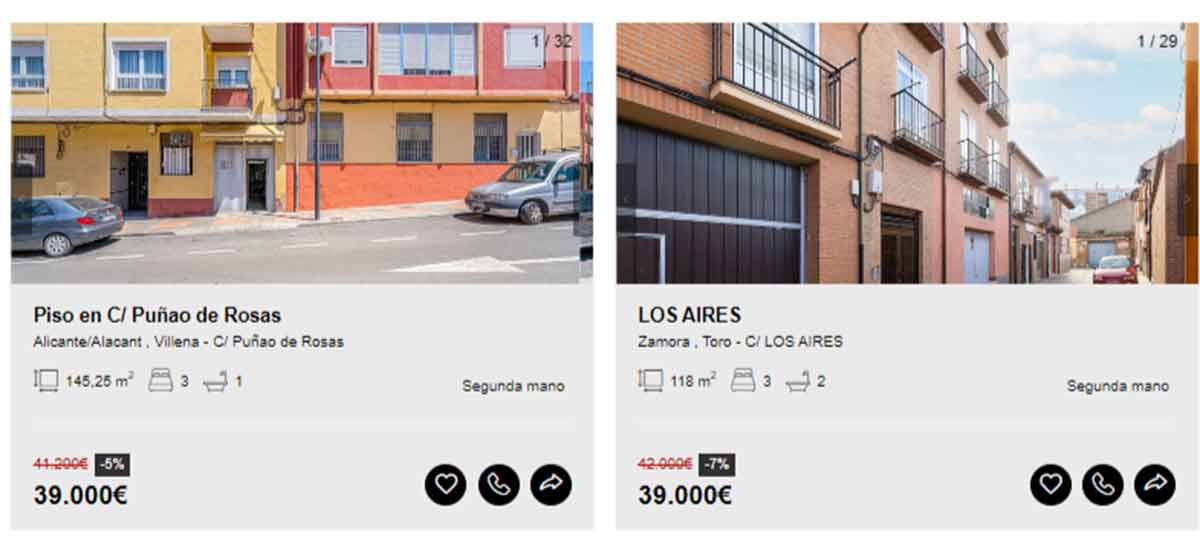 Viviendas a la venta por 39.000 euros