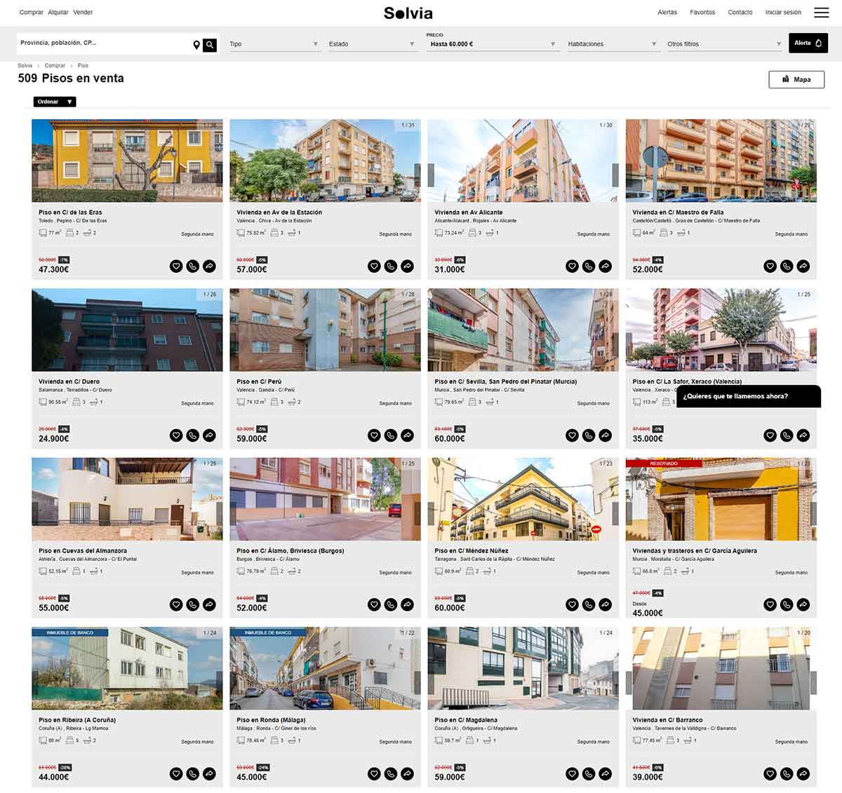 Catálogo de pisos de Solvia