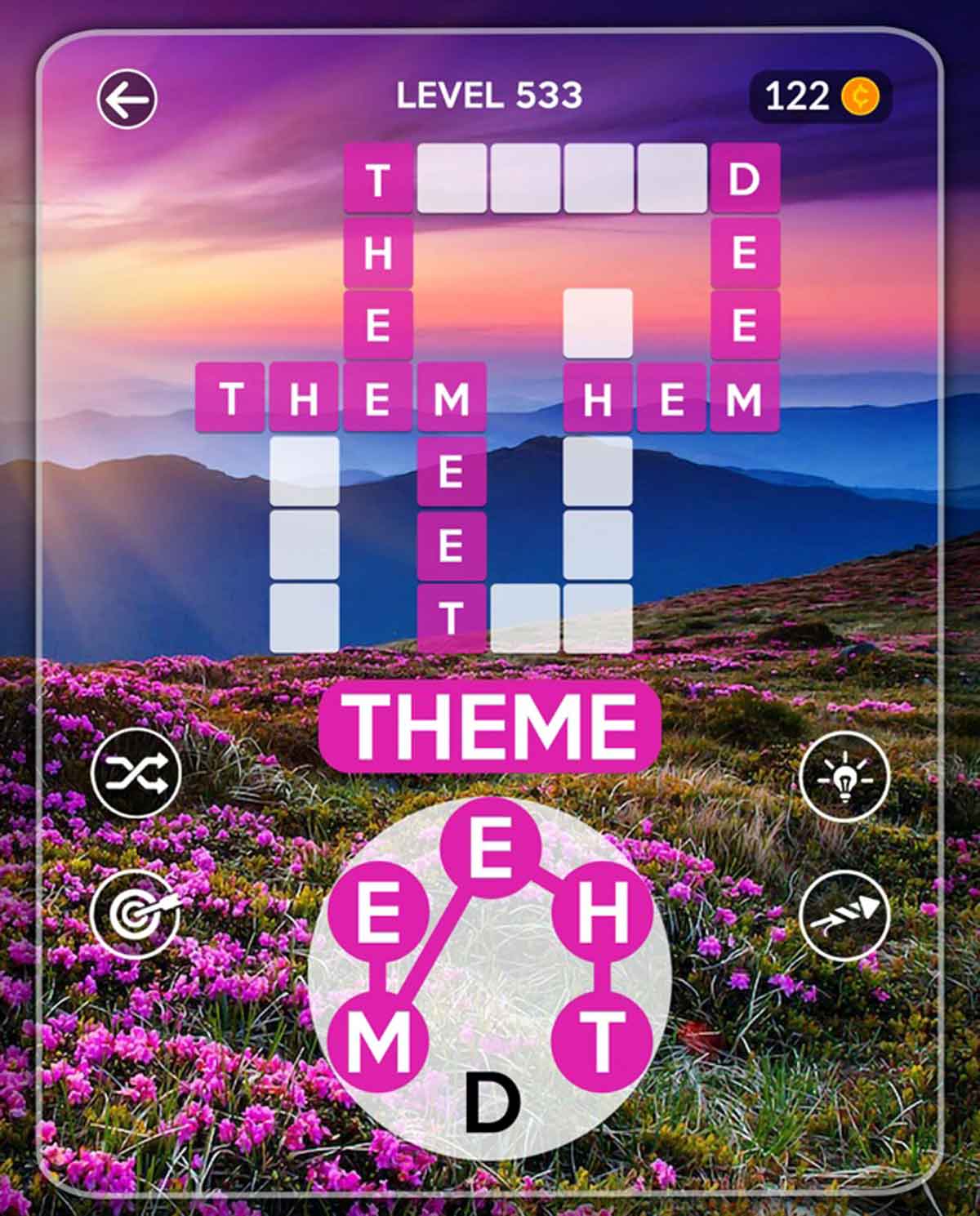 Wordscapes, juego para móvil.