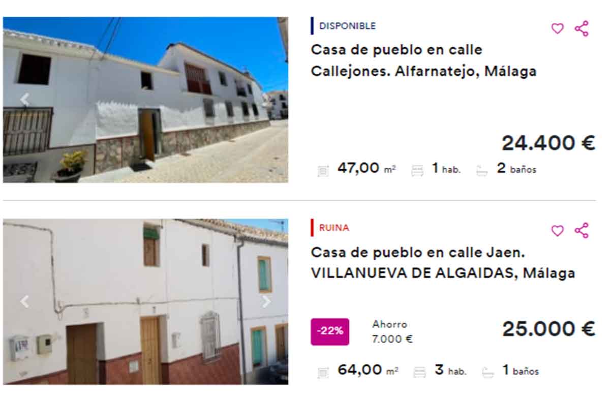 Casas por menos de 25.000 euros en Málaga