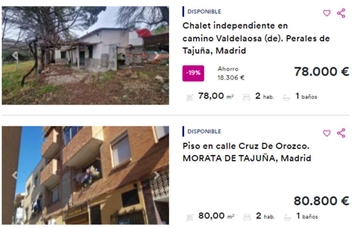 Chalets en venta por menos de 80.000 euros en Madrid