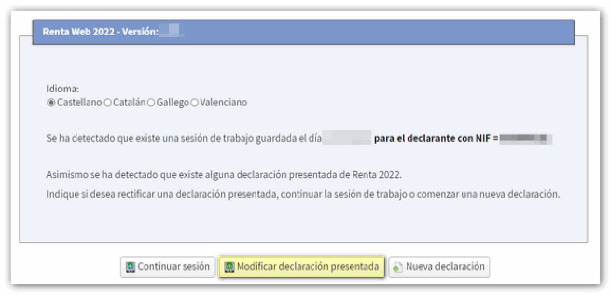Modificar la declaración ya presentada