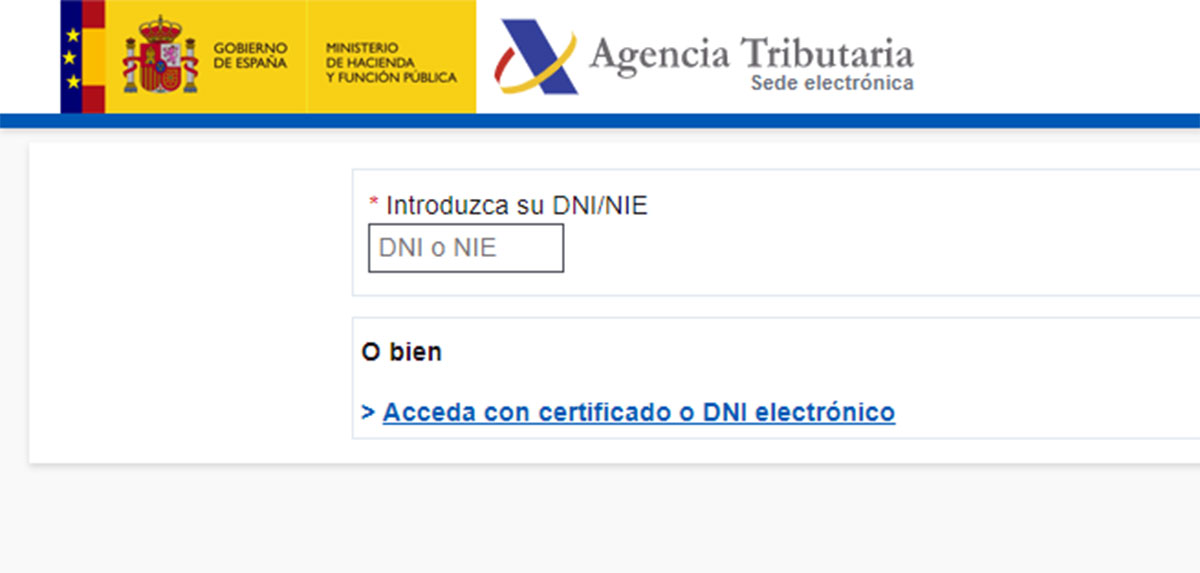 Identificación en la sede electrónica de Hacienda