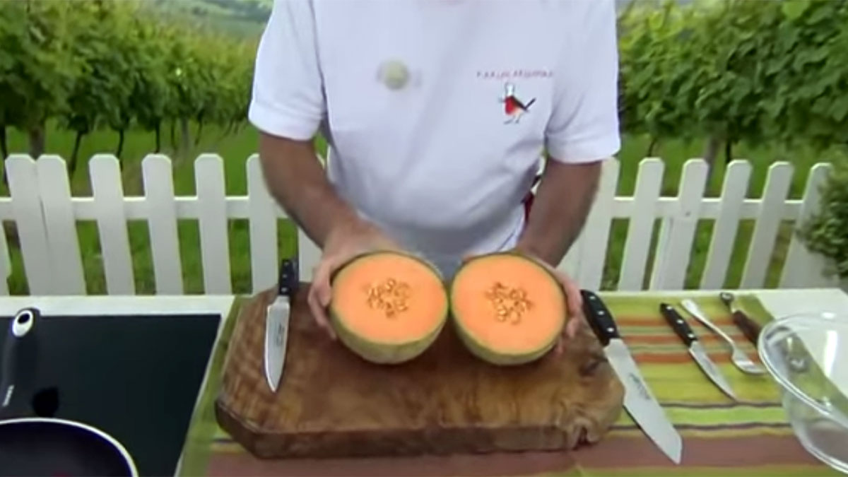 Corte de melón cantaloup