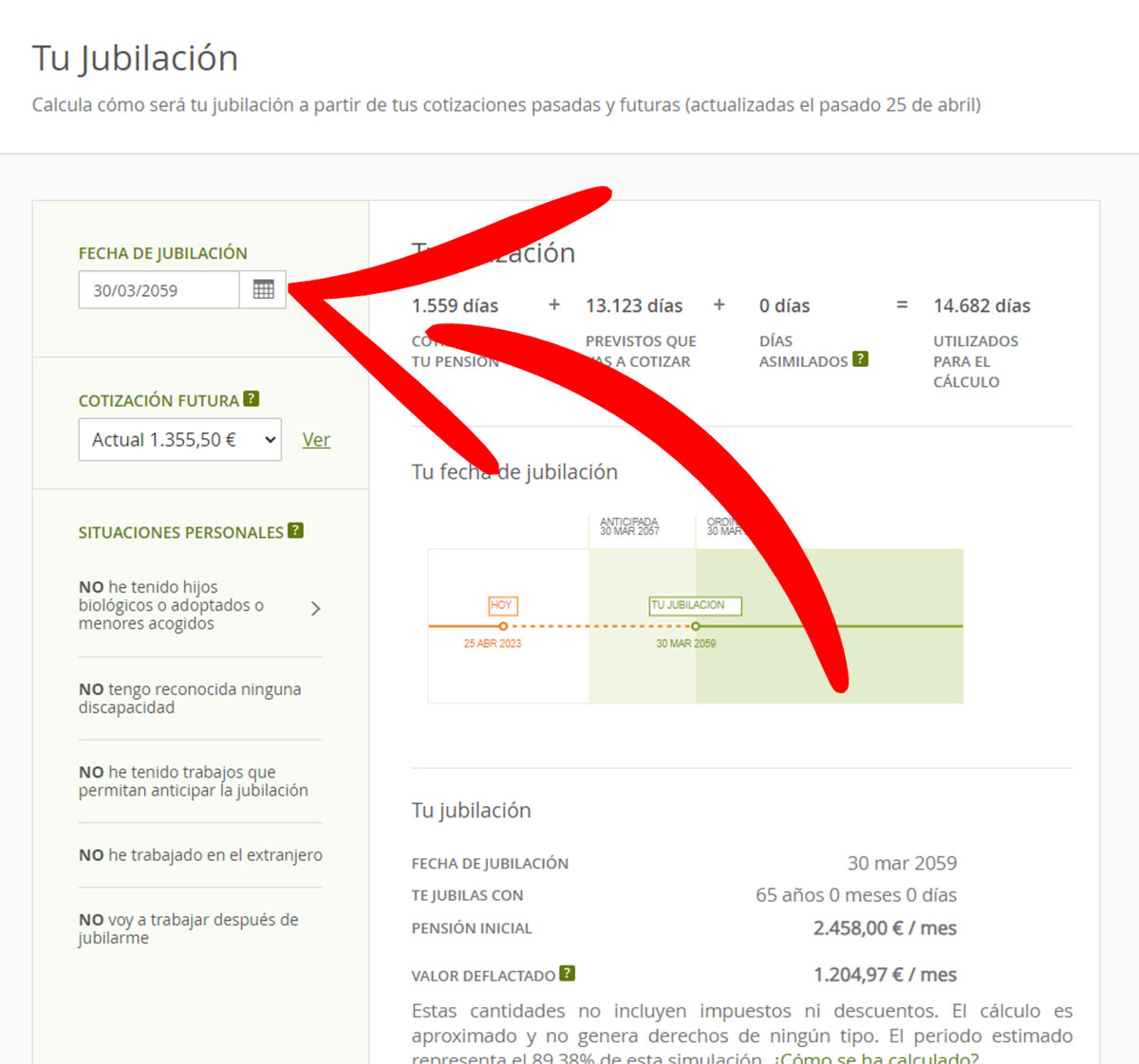 Cambio de fecha de jubilación