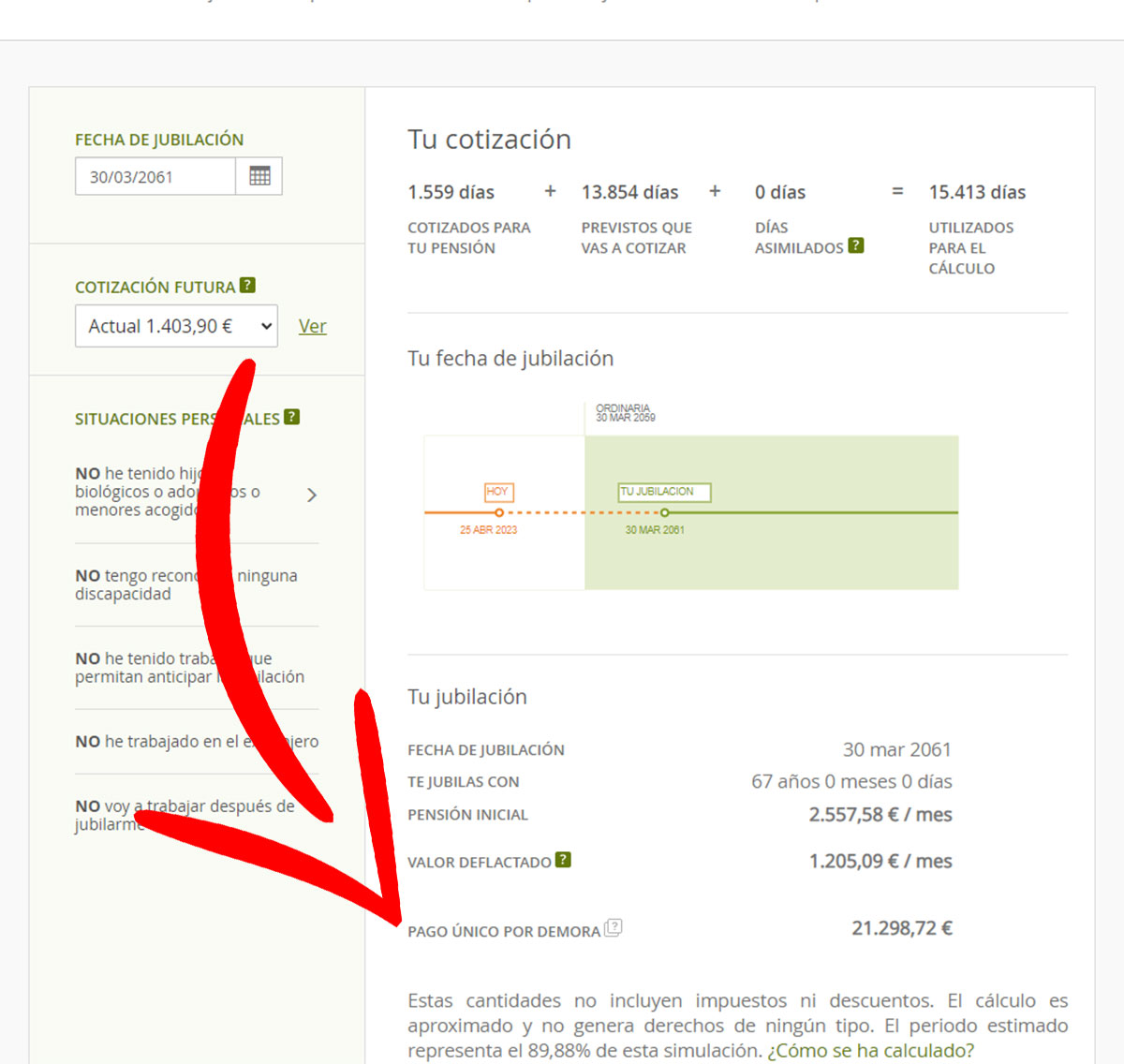 Valor del pago único