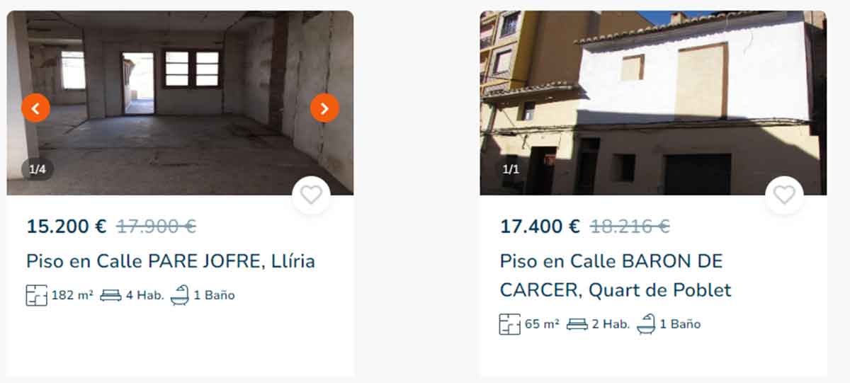 Pisos a la venta por 15.000 euros