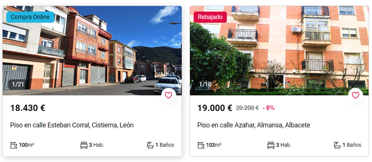 Pisos a la venta por 19.000 euros