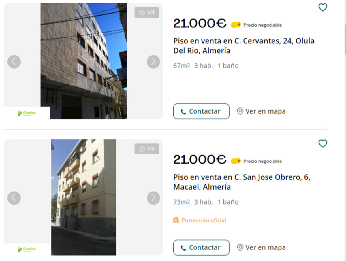 Pisos en venta por 21.000 euros