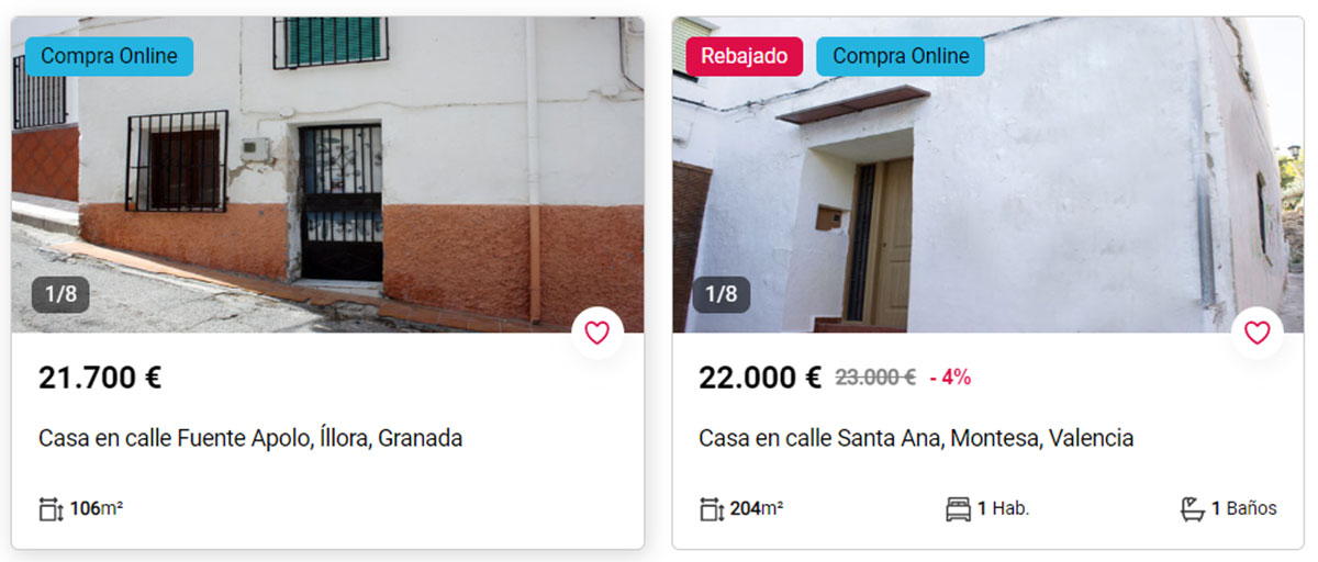 Viviendas en venta por 22.000 euros