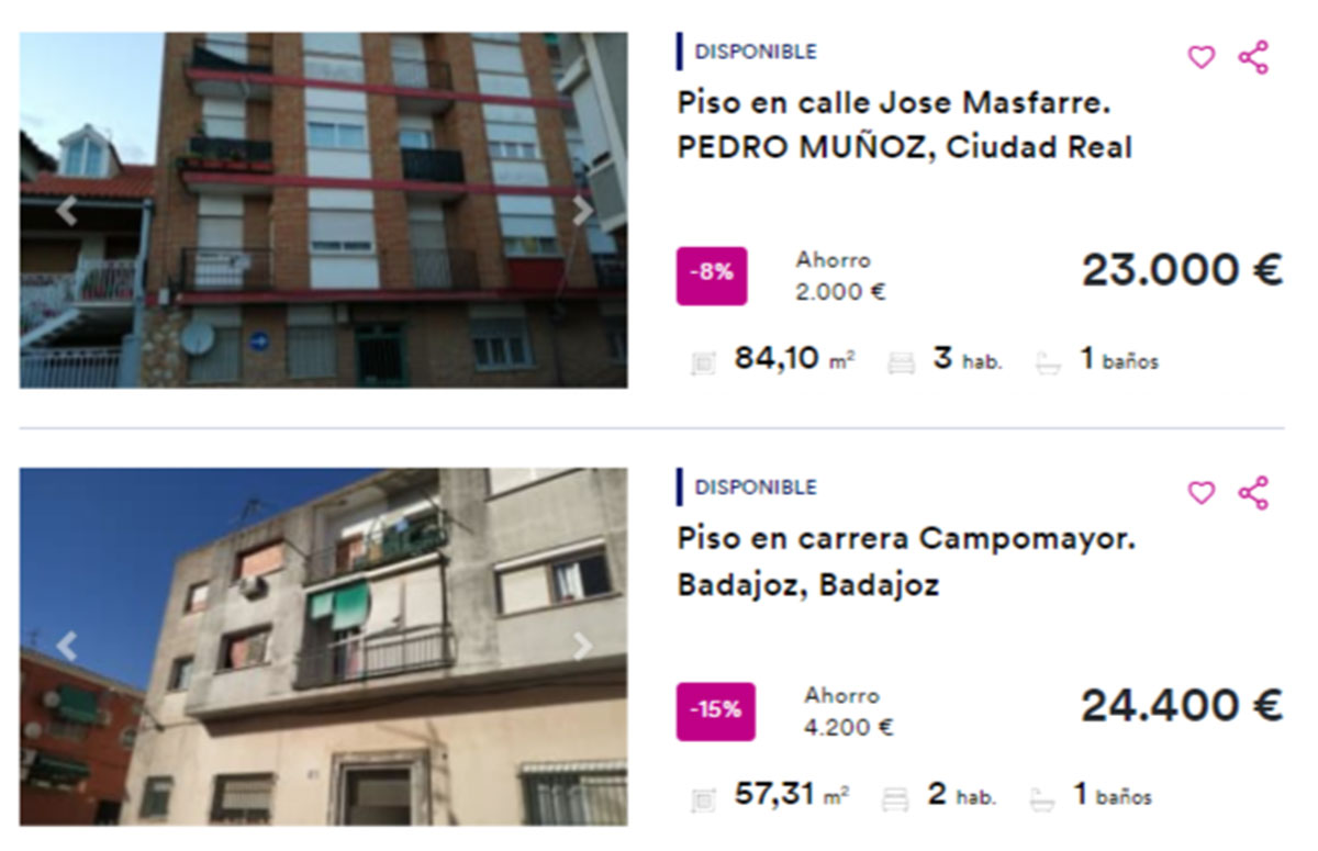 Pisos a la venta por 24.000 euros