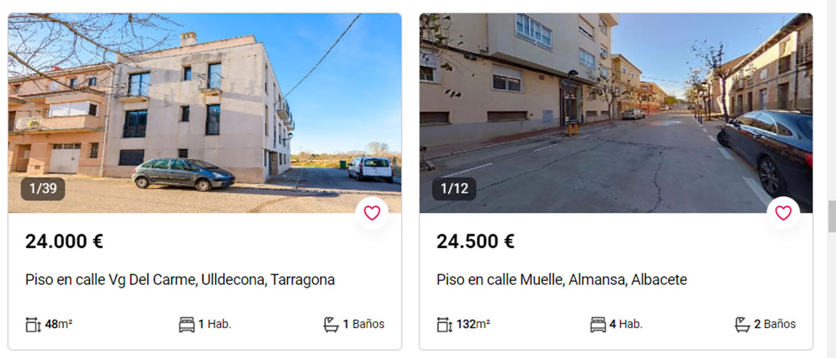 Viviendas en venta por menos de 25.000 euros