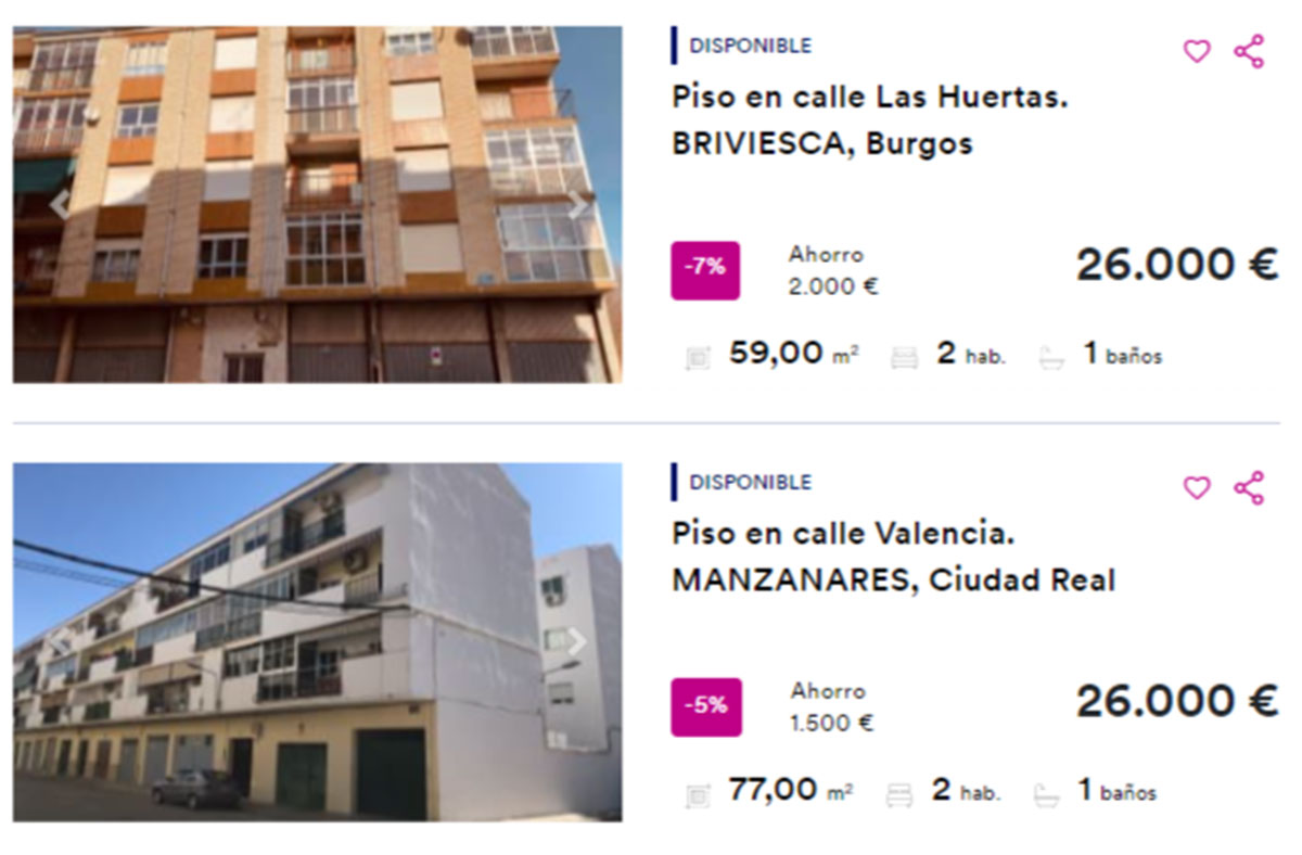 Pisos a la venta por 26.000 euros