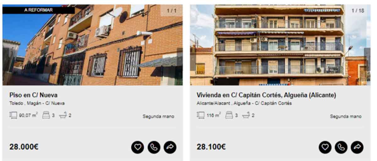 Pisos en venta por 28.000 euros