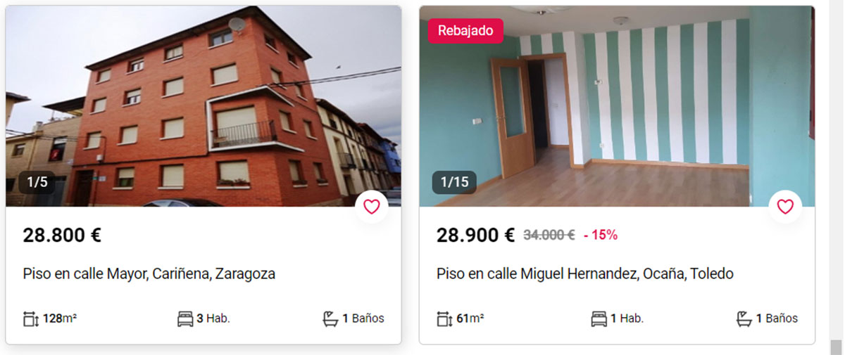 Pisos a la venta por 28.000 euros