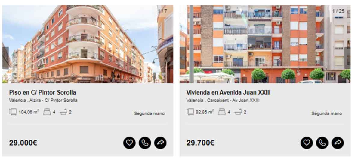Viviendas en venta por 29.000 euros