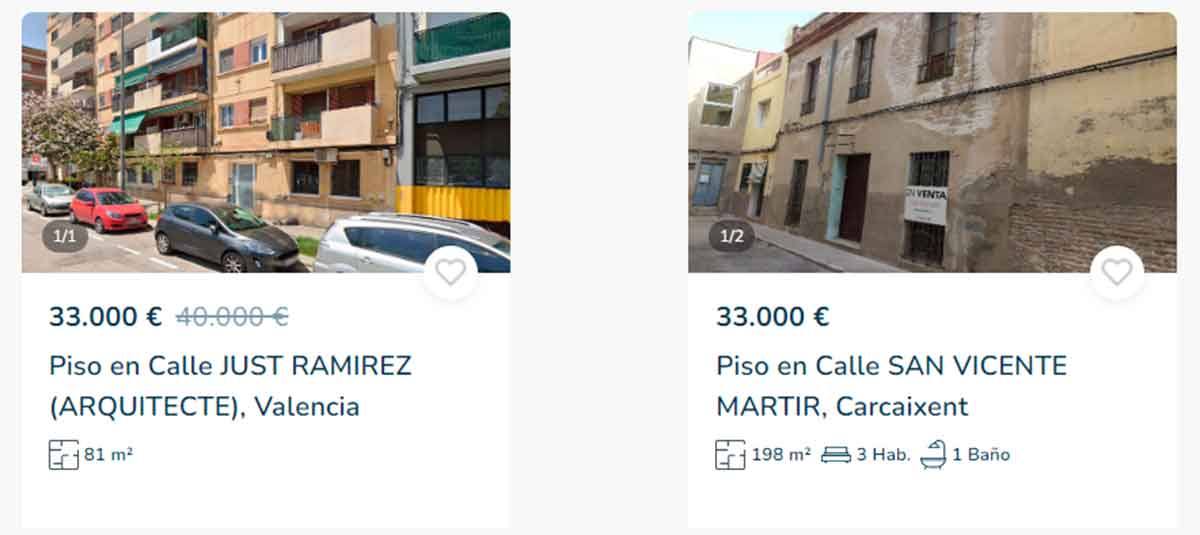 Pisos a la venta en Valencia por 33.000 euros