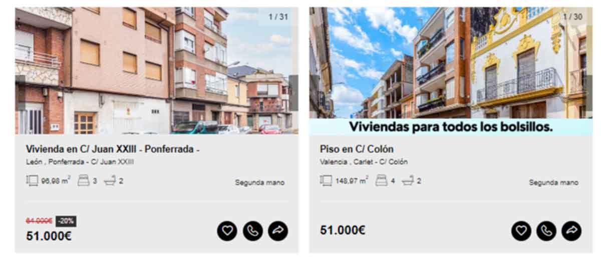 Pisos en venta por 51.000 euros