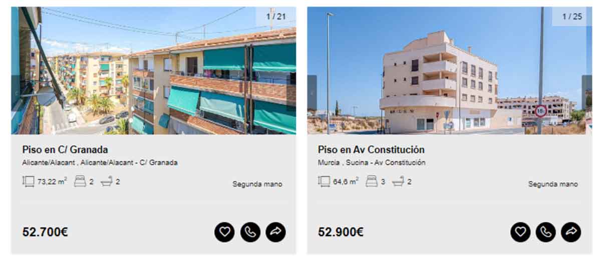 Viviendas en venta por 52.000 euros