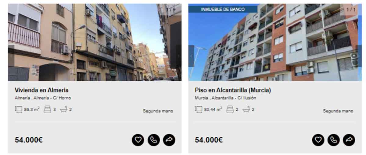 Viviendas en venta por 54.000 euros