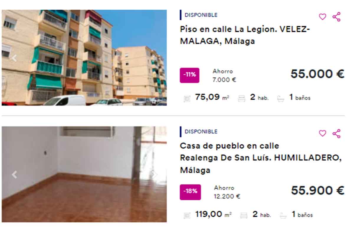 Viviendas en venta por 57.000 euros