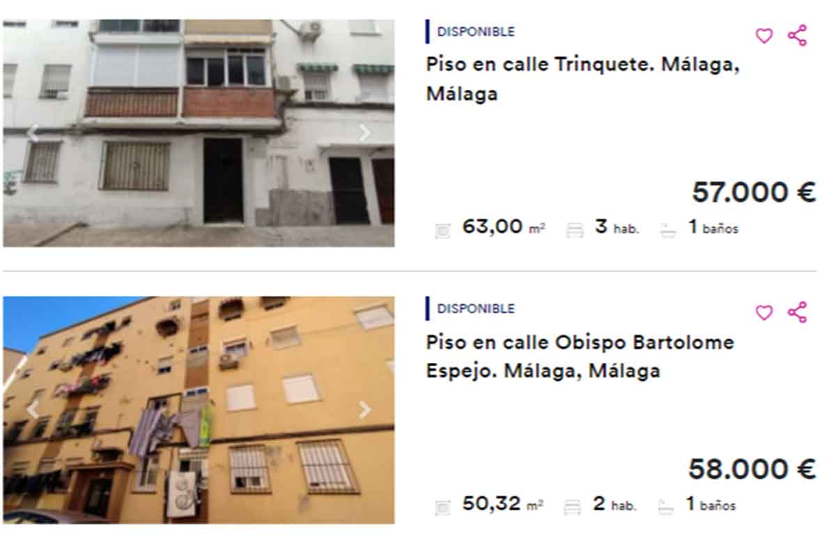 Viviendas en venta por menos de 60.000 euros