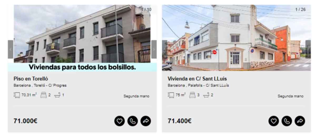Pisos a la venta desde 70.000 euros en Barcelona