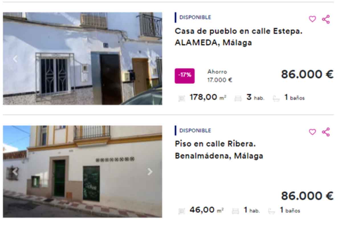 Casas por menos de 90.000 euros en Málaga