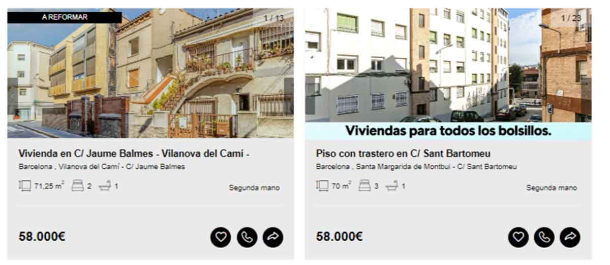 Pisos a la venta por menos de 60.000 euros en Barcelona