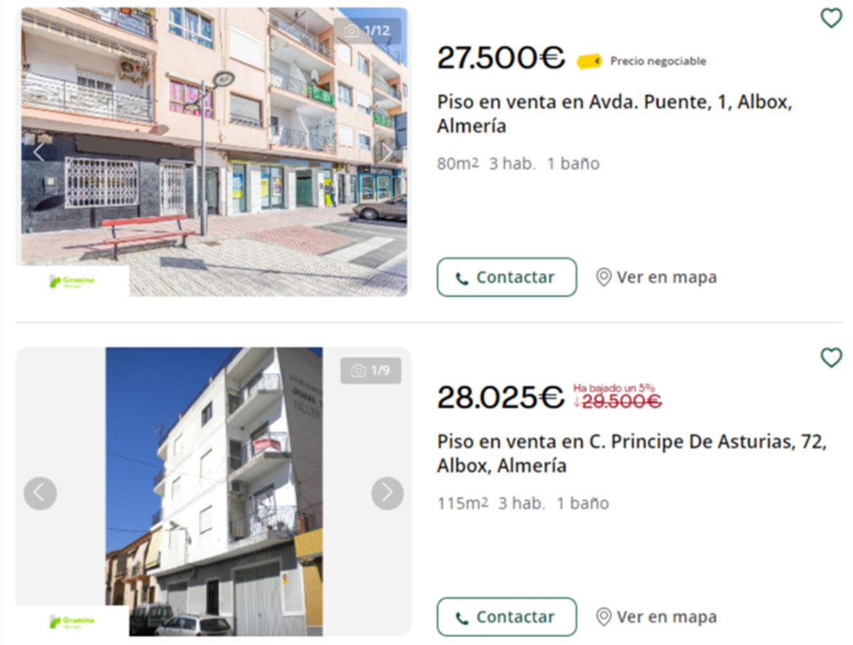 Pisos a la venta por 28.000 euros