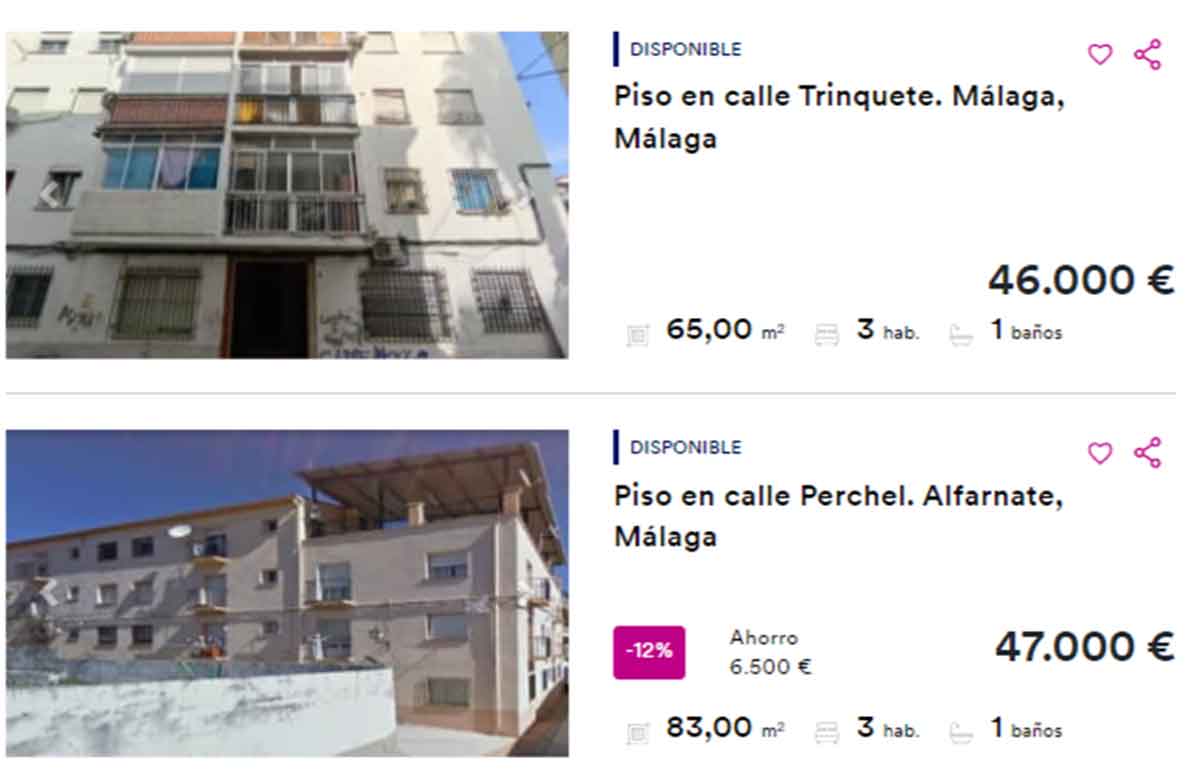 Pisos a la venta en Málaga por menos de 50.000 euros