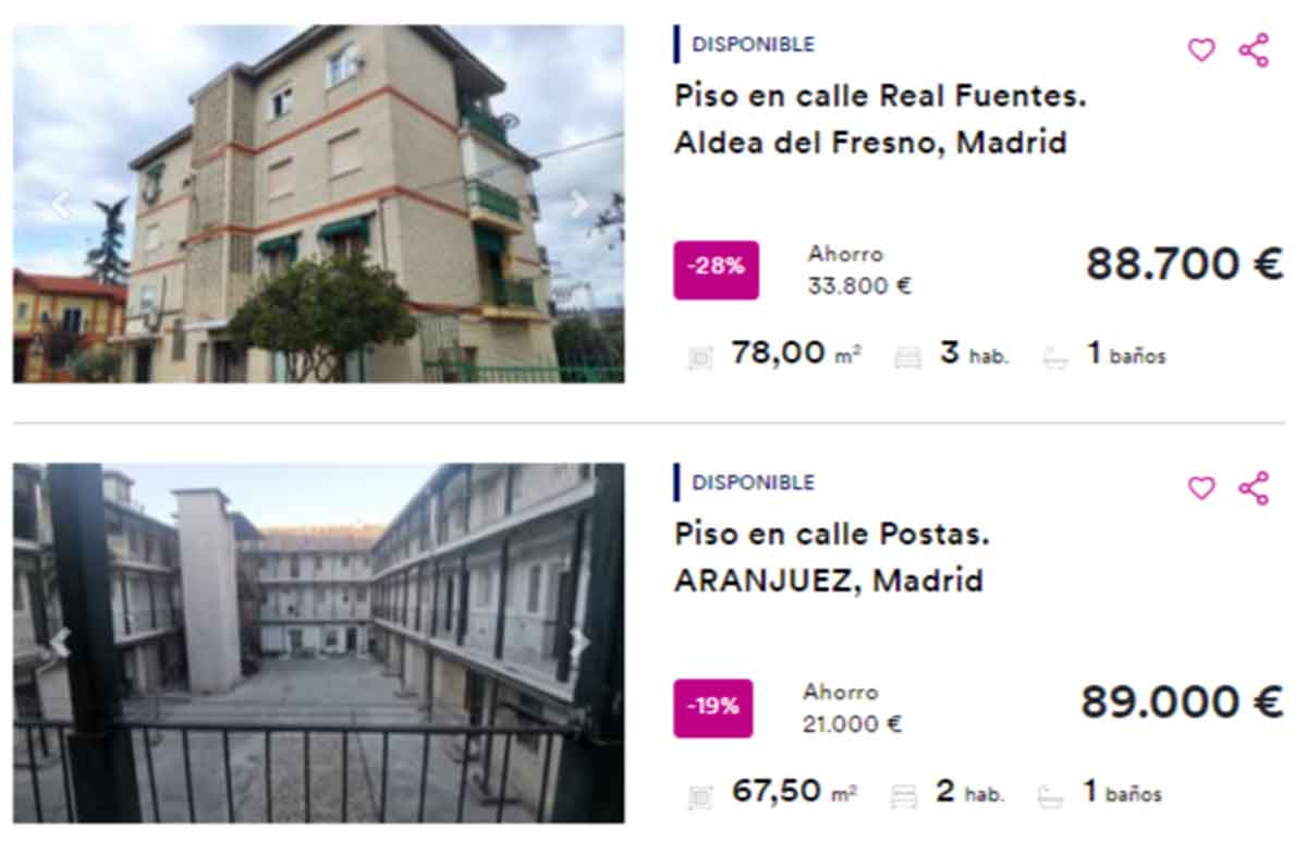 Viviendas en venta por 88.000 euros en Madrid