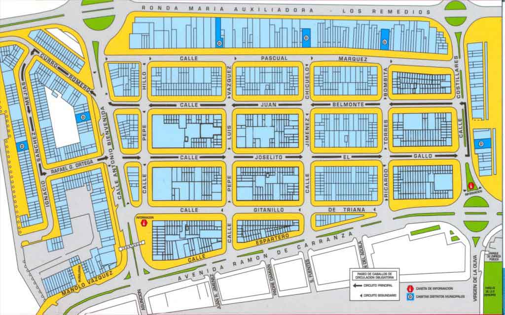 Plano del recinto ferial para la Feria de abril 2023. 