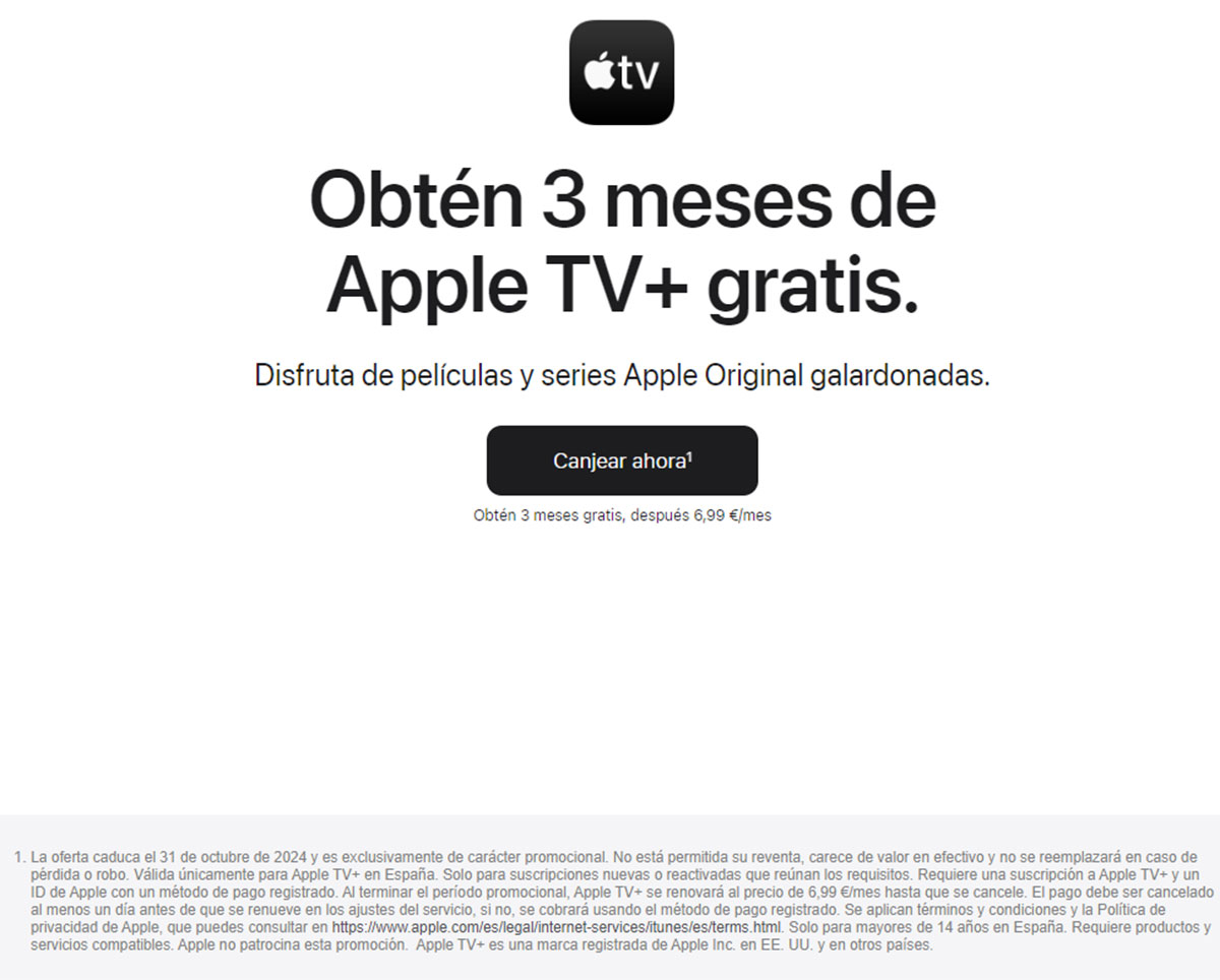 Obtén 3 meses gratis de Apple TV+.