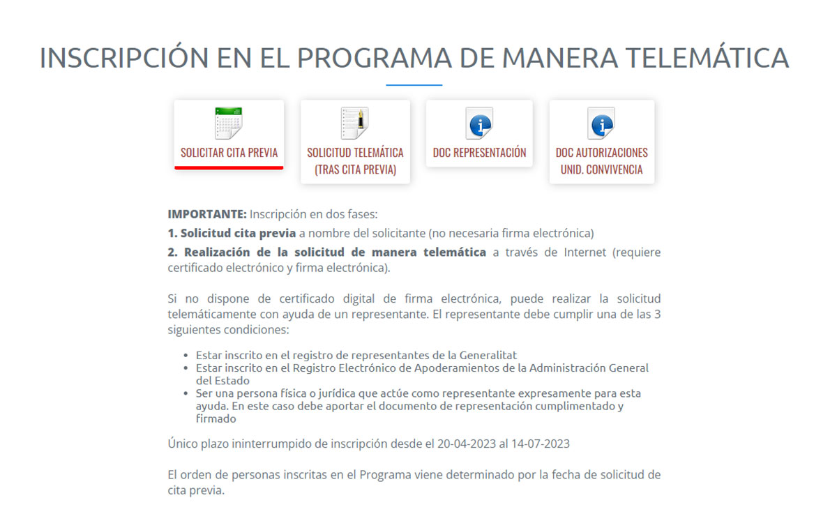 Solicitud telemática