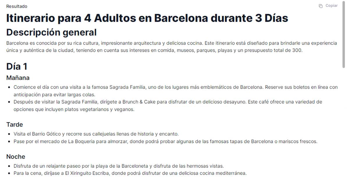 Viaje planificado por la IA de Vacay.