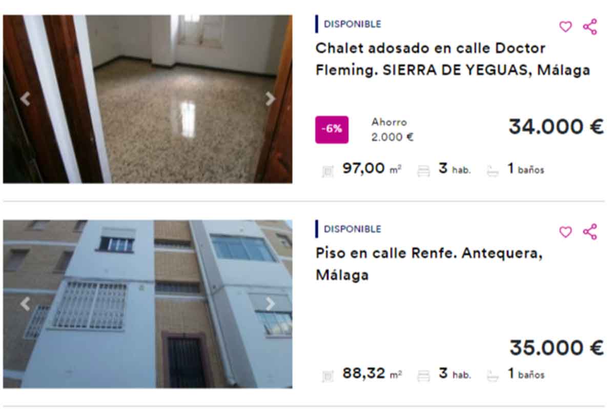 Viviendas a la venta desde 34.000 euros en Málaga