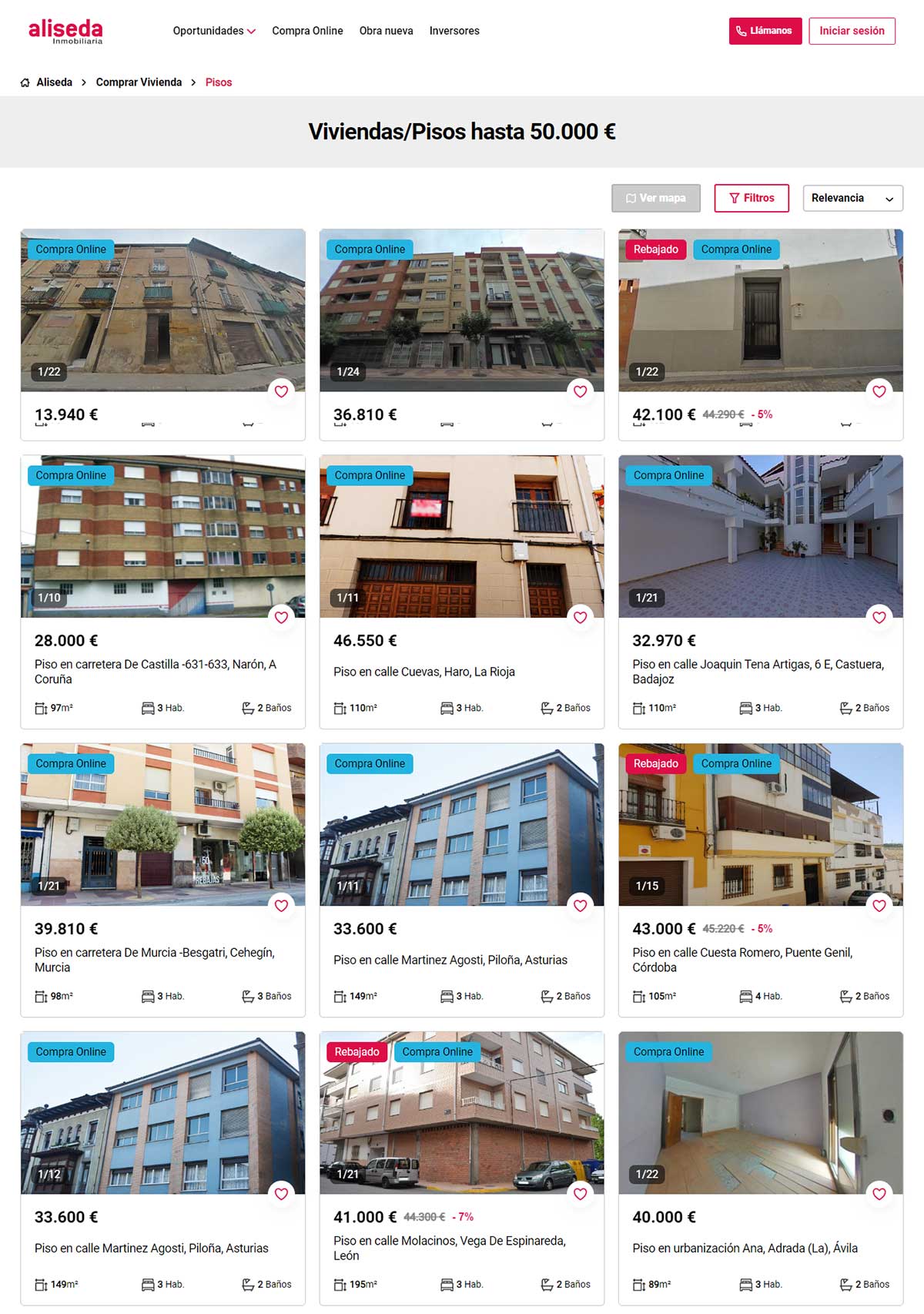 Catálogo de pisos en Aliseda