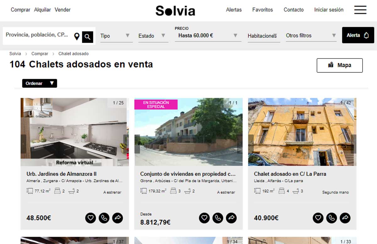 Oferta de viviendas de Solvia