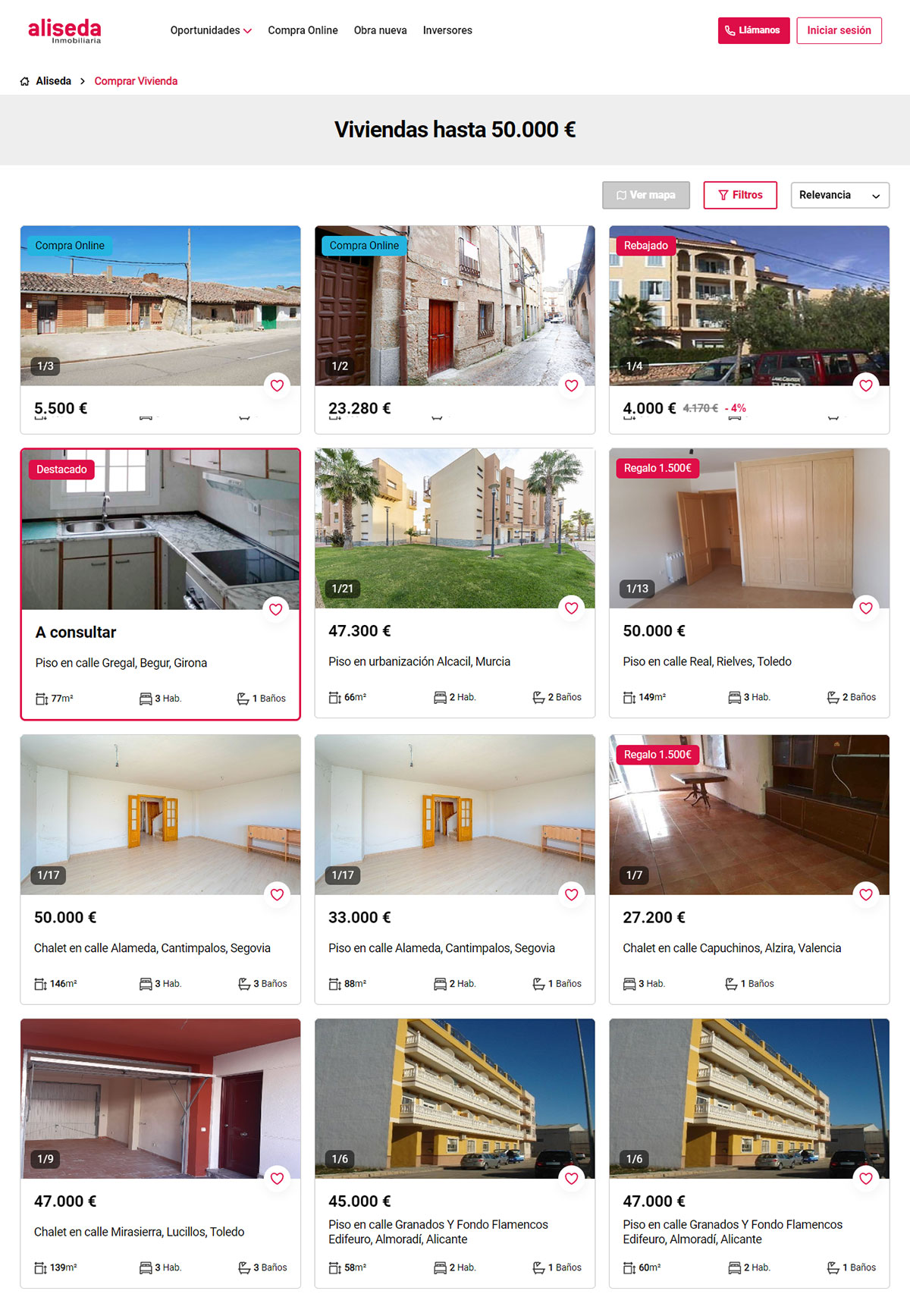 Catálogo de pisos en Aliseda