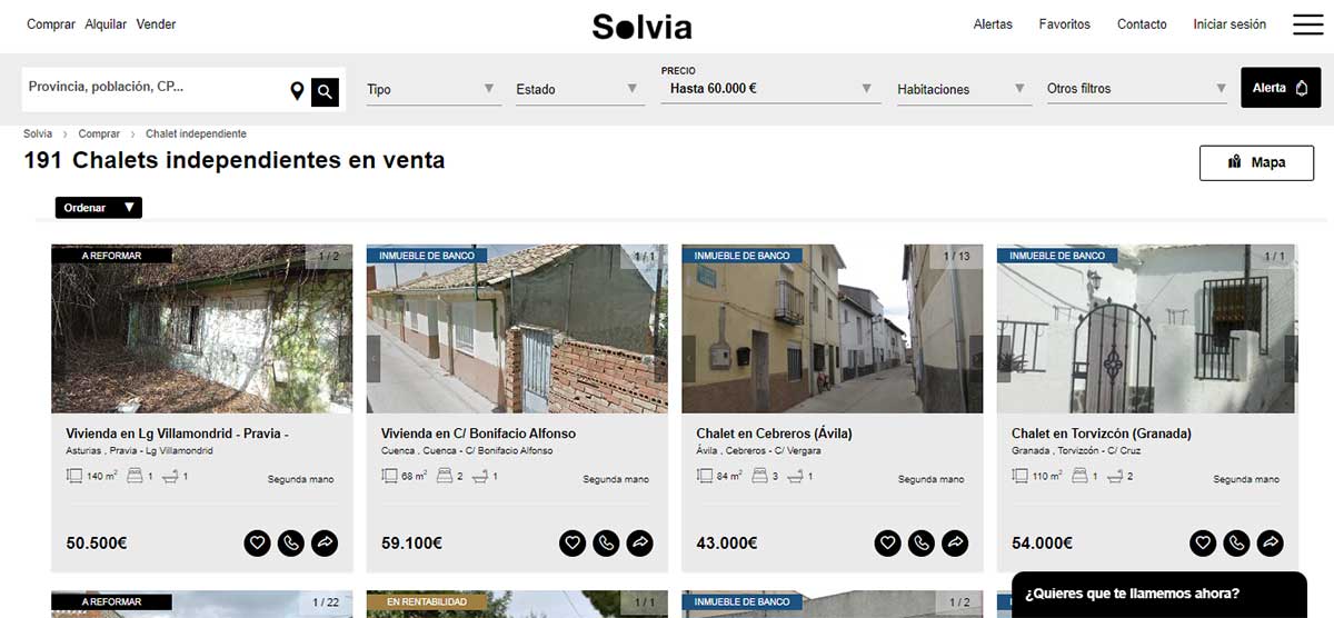 Catálogo de Solvia de chalets independientes