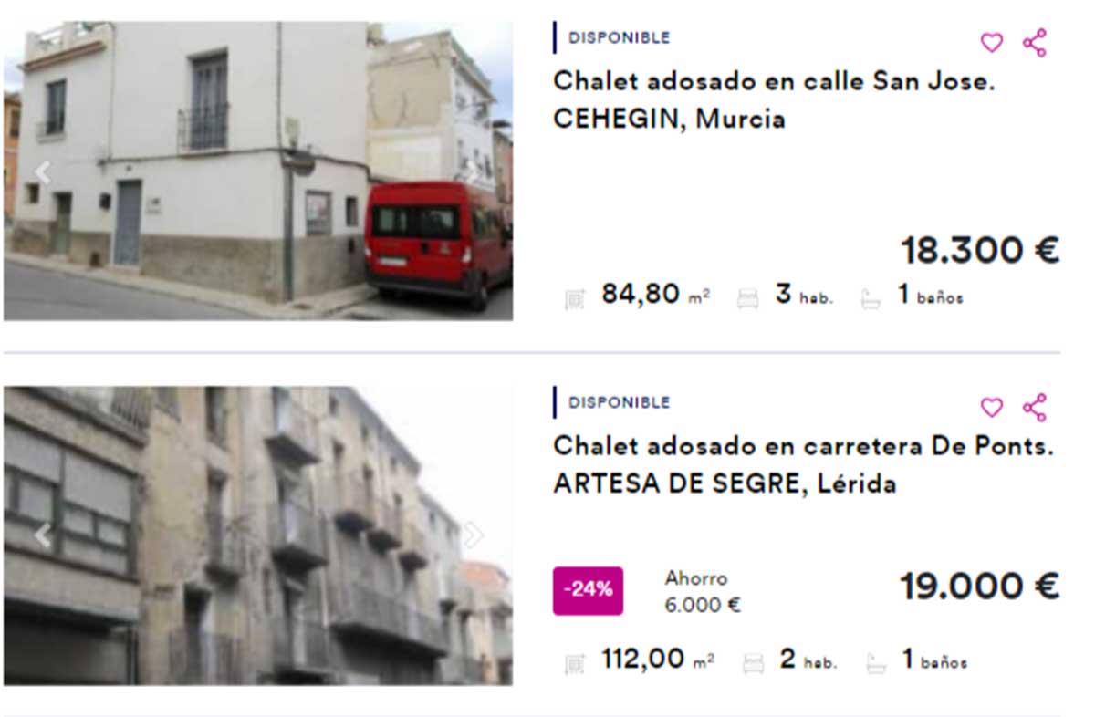 Chalet adosado a la venta por menos de 20.000 euros