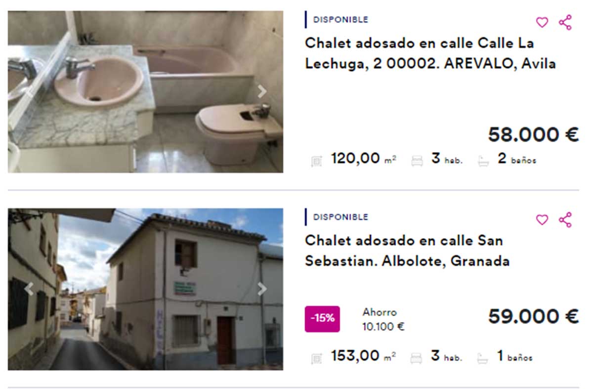 Chalet adosado en venta por menos de 60.000 euros