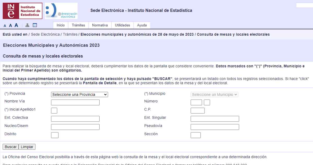 Consultar datos del colegio en el INE