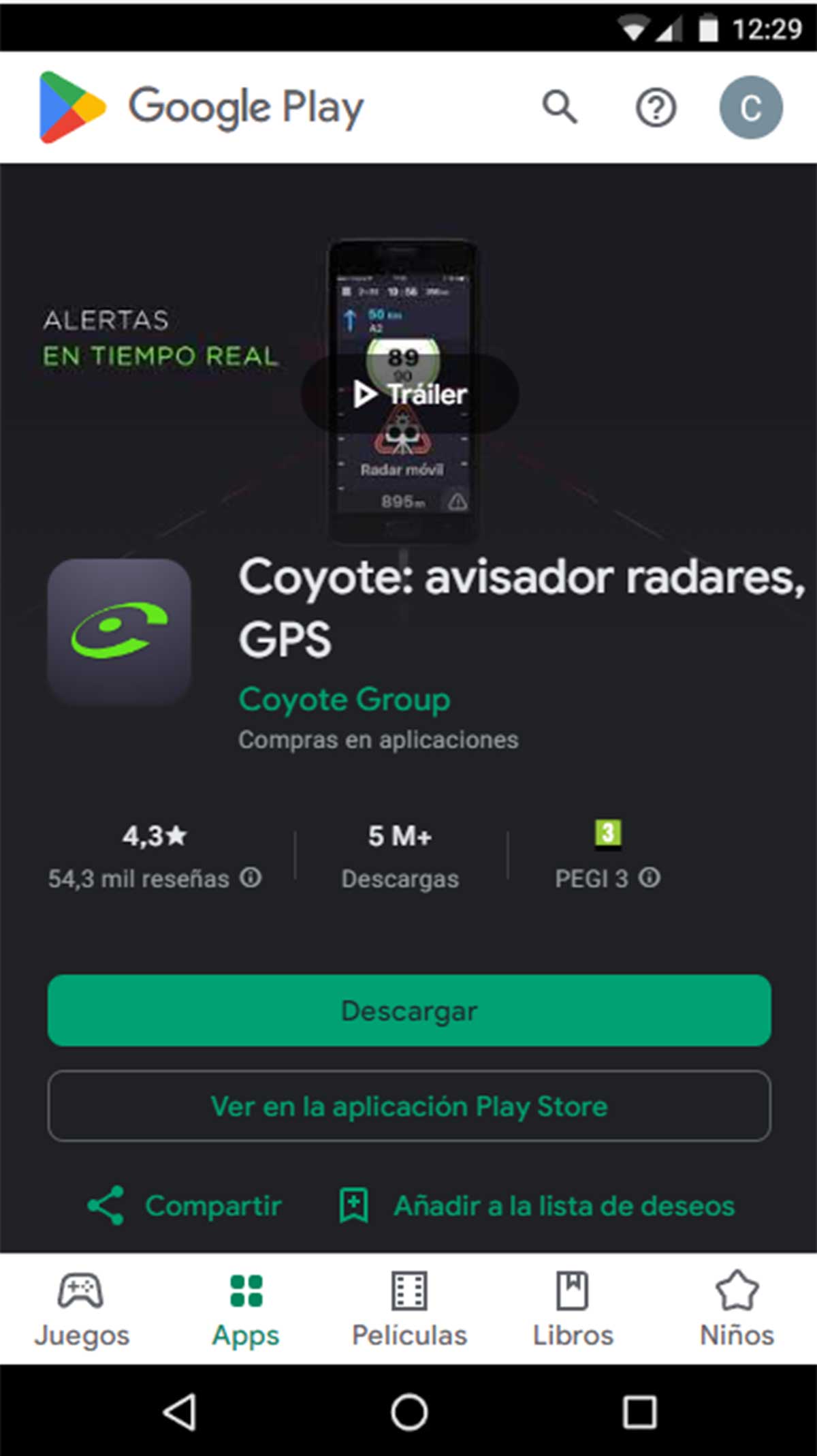 App Coyote para detectar radares.